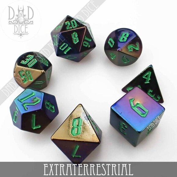 DND Dice Set -‎ Extraterrestrial - 7 Resin Dice - Fantasy RPG Tabletop Gaming - Picture 3 of 3